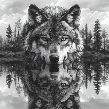 TOPMCYSG Forest Wolf Diamond Art Kits for Adults,Landscape 5D Diamond Painting Kits for Beginners,DIY Round Full Drill Diamond Dots Paintings Picture Gem Art Craft for Home Wall Decor 13.78x13.78 in TOPMCYSG