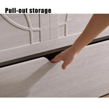 Ball & Cast Queen Size Murphy Bed Wall Chest with Oversized Drawers and Folding Foam Mattress,Wood Hideaway Cabinet Platform Bedframe w/Set of Sockets & USB Ports,Space-Saving,for Small Room,Gray Ball & Cast