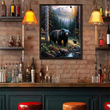 DIY 5D Diamond Painting Kits, Forest Black Bear Painted Animal Landscape Full Round Crystal Diamond Art Kits for Interior Home Wall Decor Gifts 12x16 Inch JXAVAXDE