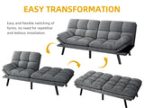 DWVO Multifunctional Futon Sofa Bed, Convertible Sleeper Sofa, 70" Folding Futon Set for Living Room Home Office Aprtment, Modern Folding Couch with Adjustable Backrest & Armrests, Grey DWVO