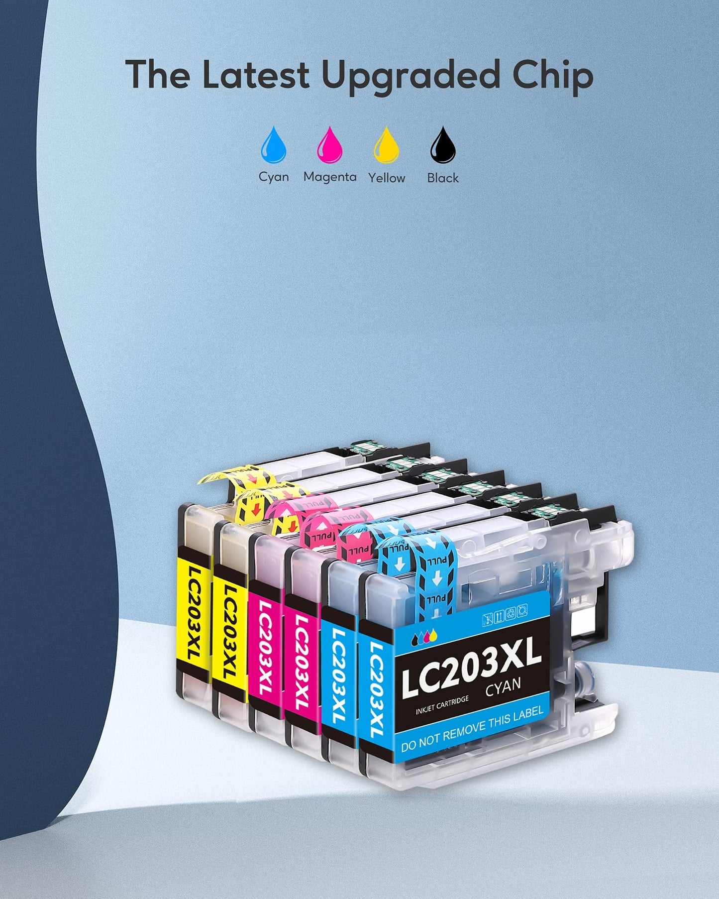 LC203XL Compatible Ink Cartridge Replacement for Brother LC203XL LC201XL LC203 LC201 to Use with MFC-J480DW MFC-J880DW MFC-J4420DW MFC-J680DW MFC-J885DW (2 Cyan, 2 Magenta, 2 Yellow, 6 Pack)