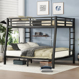 Bellemave Bunk Bed Full XL Over Queen, Heavy Duty Metal Bunk Bed Frame, Queen bunk Bed for Adults, Adult bunk beds Heavy Duty, Full XL Bunk Bed, Black Bellemave