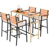 YITAHOME 5 Piece Patio Bar Set for 4 Outdoor High Top Dining Table and Chairs (with Arms, Cushions, Backrest) Bar Table and Chairs Set Outdoor Bar Set with Stool for Indoor/Outdoor YITAHOME