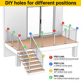Muzata Intermediate Post Undrilled 42"x1"x2"(Post Body 39") Adjustable Top Cable Railing Post Top Mount Brushed Rectangular Stainless Steel Middle Post Wood Concrete Level Deck, PS11 LN4L Muzata