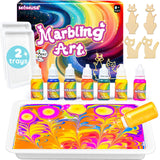 MOMUSE Marbling Paint Art Kit for Kids with Dual Trays, Passed Toxicology, Metallic Gold Water Marble Painting Kit, Creative Art Craft Kits Ideal Toys Gifts for Girls & Boys Ages 6+ MOMUSE