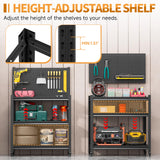 48.15" H Adjustable Workbench with Pegboard,3-Tier Heavy Duty Work Table with Wheels,Black Rolling Workshop Bench,Mobile Garage Workstation, Metal Tool Bench for Garage Warehouse Workshop Firstsky