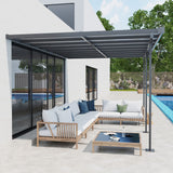 Outsunny 14.5' x 10' Outdoor Polycarbonate Pergola, Transparent UV Blocking Awning, Hardtop Deck Gazebo with Adjustable Posts and Height, Aluminum, Gray Aosom