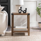 Walker Edison Sedalia Modern Farmhouse Metal X Side Table, 18 Inch, Rustic Oak Walker Edison