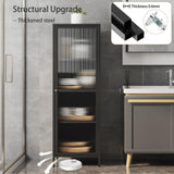 MIOCASA Metal Storage Cabinet with Glass Door, Steel File Cabinet with 3 Shelves 59.06-inch high for School, Bedroom, Home Office, Gym and Changing Room - Black MIOCASA