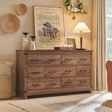 T4TREAM Farmhouse 7 Drawers Dresser for Bedroom, 54" Wide Wood Chest of Drawers w/Natural Texture & Metal Handle, Rustic Storage Dressers Organizer for Living Room, Hallway, Reclaimed Barnwood T4TREAM