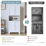 XIUSVON 69" High Bathroom Storage Cabinet, Modern Metal Pantry with Microwave Stand, Freestanding Linen Storage, Kitchen Hutch, Coffee Bar Hutch, Food Buffet Cabinet for Dining & Living Room XIUSVON