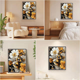 EOBROMD Paint by Numbers Kits for Adults Bee Flowers, DIY Kits Crafts for Beginner on Canvas, 3 Paint Brushes and Acrylic Paint for Home Decor 16x20inch(Without Frame) EOBROMD