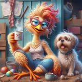 Zythron Chicken Diamond Art Kits for Adults,Chicken and Dog Diamond Painting, 5D Full Drill Diamond Art Gem Art Kit for Adults Wall Home Decor Arts Craft 14x14 inch Zythron