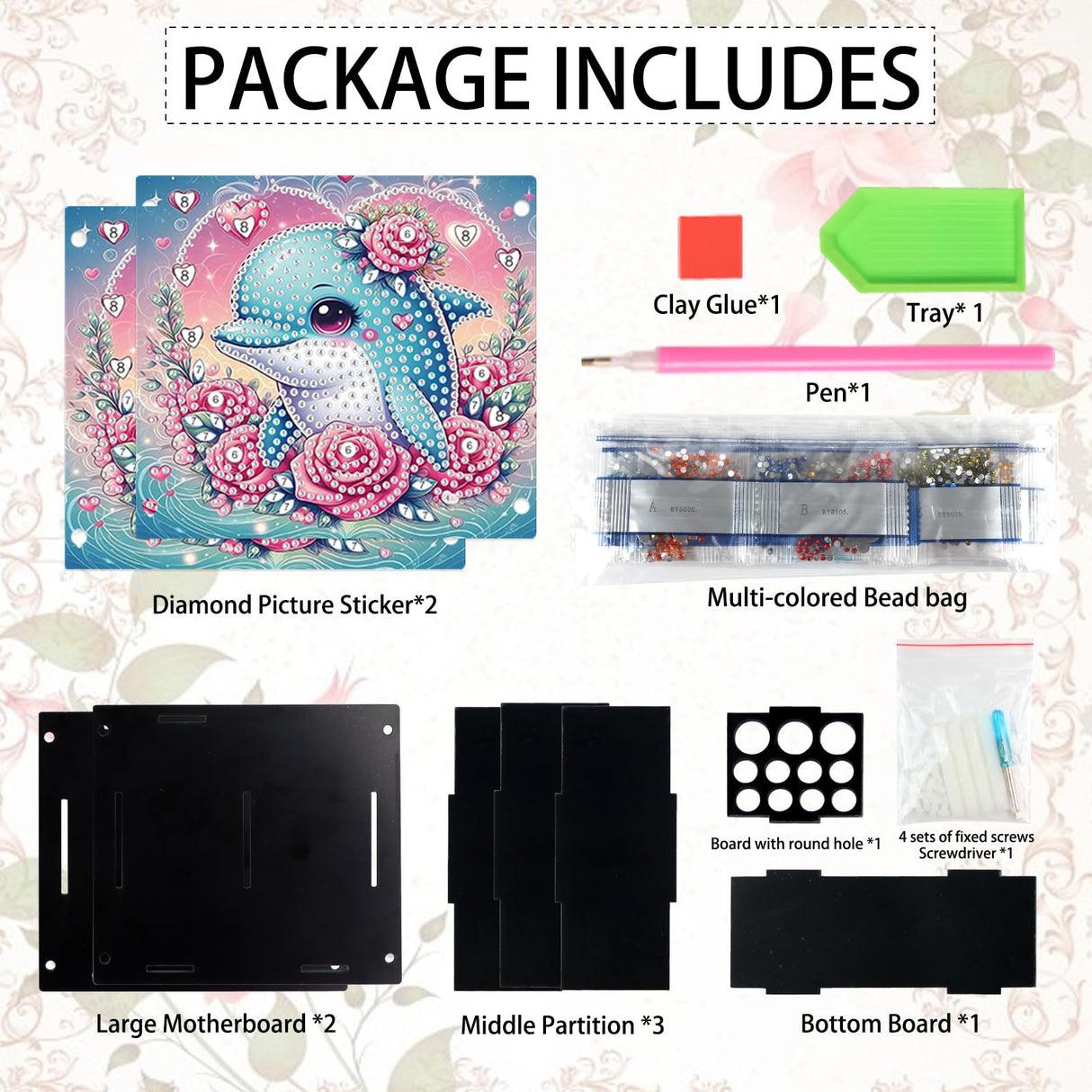 Tontut DIY Diamond Painting Kit，Rose Dolphin Special Shape diamond painting pen holder, Acrylic Daily Office Desktop Decoration Storage Item Tontut