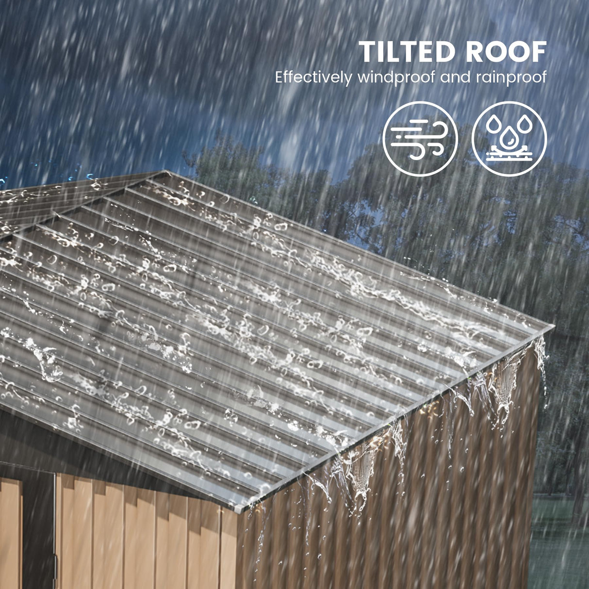 Outdoor Storage Shed, 8 x 6 FT Metal Storage Shed, Metal Garden Tool Shed with Roof, Door & Lock, Waterproof and Anti-UV, for Patio Garden Yard, Brown CuisinSmart