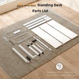 JOY worker Height Adjustable Electric Standing Desk with Storage Shelves, 55 Inch Table with Built-in Monitor Stand, Sit Stand Desk with 2 Hooks for Home Office, White JOY worker