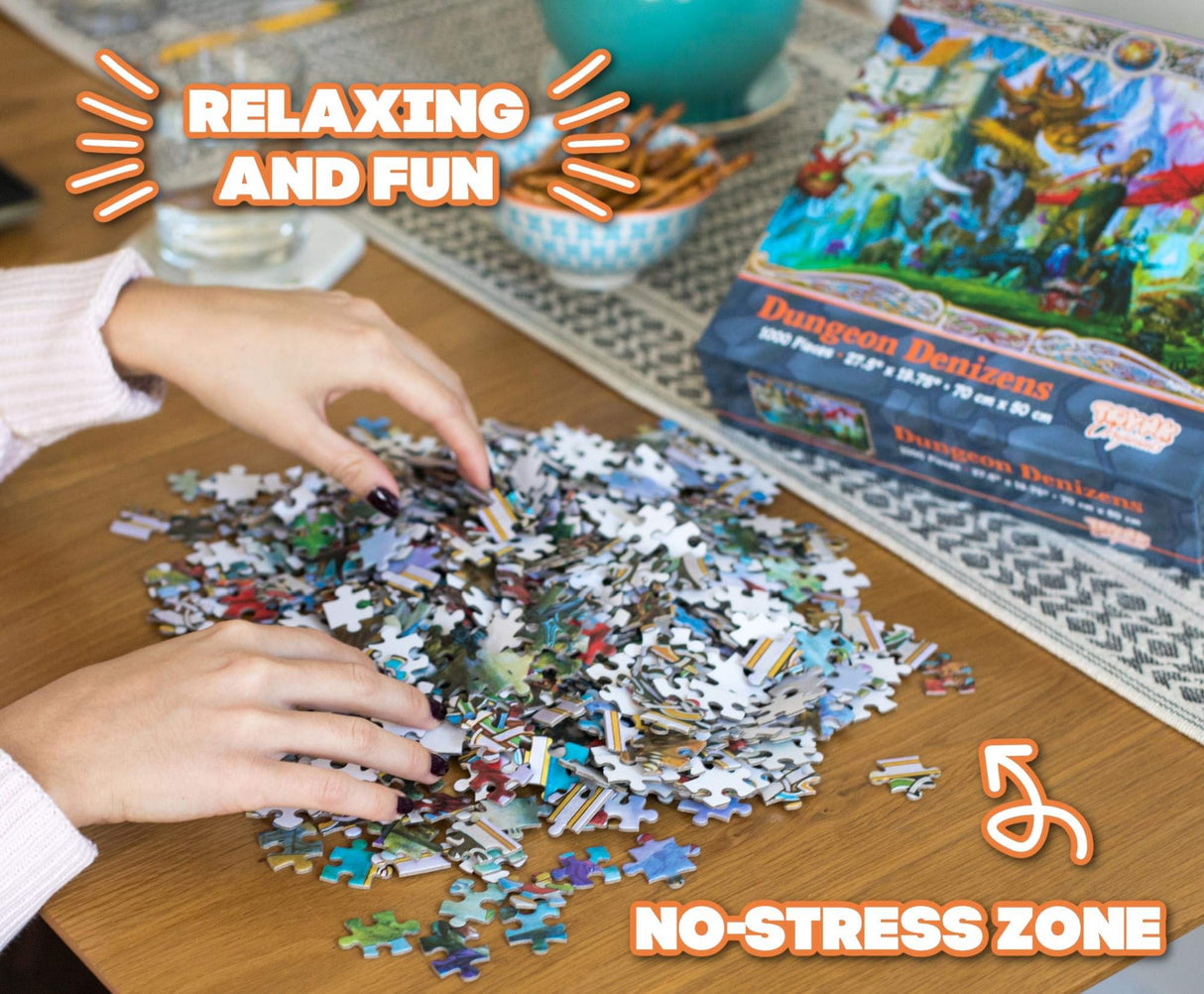 Dungeon Denizens Mythical Monster Puzzle for Adults and Kids | 1000 Piece Jigsaw Puzzle Toy | Fun Quarantine Gifts | Interactive Brain Teaser for Game Night | 28 x 20 Inches Toynk