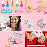 PUPPSITTY Kids Nail Polish Set for Girls,All-in-One Nail Art Kit for Kids with ‌Nail Dryer & DIY Decorations, Peelable Nail Polish/Stickers/Gems/Nail File&Tools, Gifts for Girls Age 7-12 PUPPSITTY