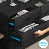 Bigbiglife Wood Dresser for Bedroom, 6 Drawer Double Dresser, Modern Chest of Drawers with Deep Drawers, Large Storage Organizer for Living Room, Closet,15.8" D x 47.2" W x 27.7" H (Black) Bigbiglife