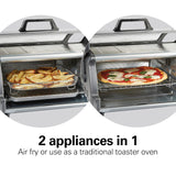 Hamilton Beach Toaster Oven Air Fryer Combo with Large Capacity, Fits 6 Slices or 12” Pizza, 4 Cooking Functions for Convection, Bake, Broil, Roll-Top Door, Easy Reach Sure-Crisp, Stainless Steel Hamilton Beach