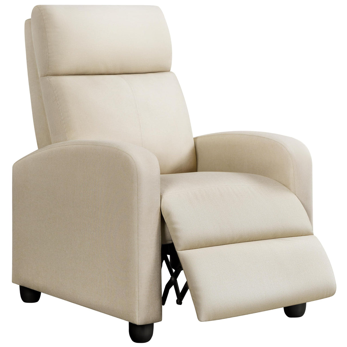 Topeakmart Fabric Recliner Sofa Push Back Recliner Chair Adjustable Modern Single Reclining Chair Upholstered Sofa with Pocket Spring Living Room Bedroom Home Theater Beige Topeakmart