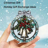 Christmas Bell Stained Glass Ornament - Hanging Ornaments for Christmas Tree, Christmas Ornaments Xmas Decorations, Holiday Keepsake Present Exchange Ideas Aestas