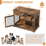 PRETZI Dog Crate Furniture, 44 Inch Wooden Dog Kennel Indoor with 2 Storage Drawers, Heavy Duty Large Dog Crate Furniture, Rustic Style Decorative End Table Dog Cage for Small/Medium/Large (Brown) PRETZI