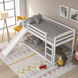 Harper&Bright Designs Twin Bunk Beds with Slide for Kids, Low Profile Bunk Beds with Built-in Ladder, No Box Spring Needed Harper & Bright Designs