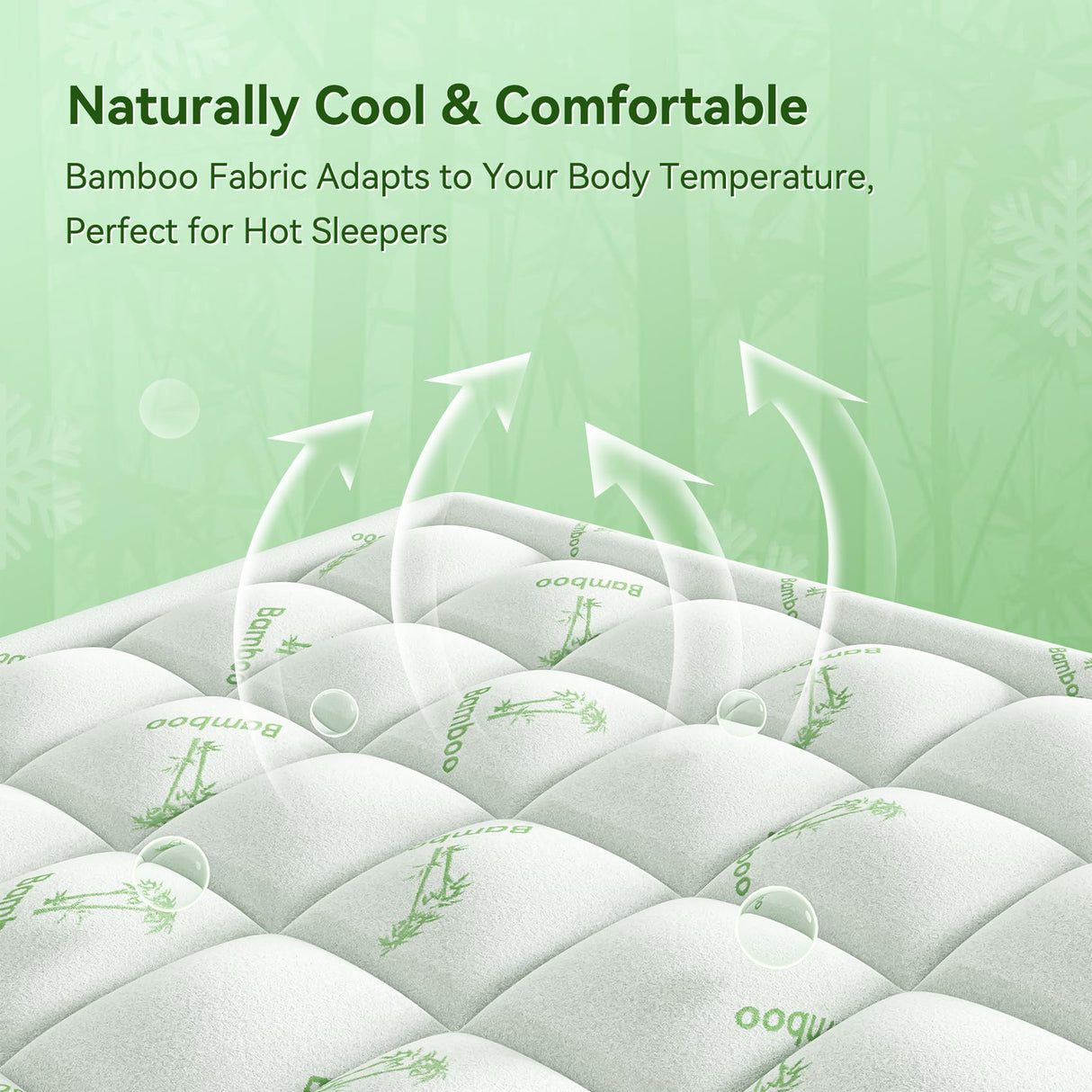 Anluoer Memory Foam Mattress Topper Queen for Back Pain, Rayon Derived from Bamboo Pillow Top Mattress Topper for Hot Sleepers,Cooling Mattress Pad with 8-21" Deep Pocket, 60x80 Inches, White Anluoer