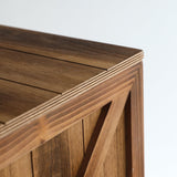 COLLECTIVE HOME - Wood Storage Ottoman, Rustic Storage Stool, 2 Pack Cube Seat Foot Rest Stool, Accent Side Table, Metal Storage Bin for Living Room Furniture, 16"/12" (Wood, barn Door) COLLECTIVE HOME