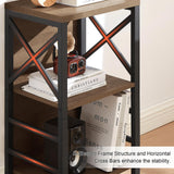 MNEETRUNG 3-Tier Industrial Small Bookcase with Metal Frame and Rustic Brown Finish MNEETRUNG