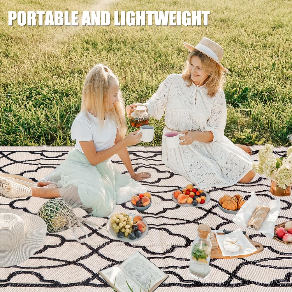 Pendolr Outdoor Rug Waterproof 8x10 ft Outdoor Carpet Patio Rug Mat Reversible RV Camping Rug Plastic Straw Rug Outside Outdoor Area Rug for Patio Deck Balcony Backyard Picnic Beach Pendolr