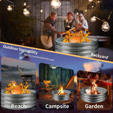 YSEJOMP 48 Inch Round Galvanized Fire Pit Ring/Fire Ring - Foldable and Perfect for Outdoor Gatherings and Campfires in The Yard/Garden/Park/Beach (4 FT Diameter, Silver) YSEJOMP