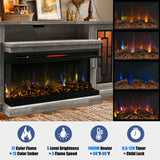 Unineo 75 Inch Electric Fireplace TV Stand, 3- Side Glass LED Modern Media Entertainment Center Console Table for TVs up to 80/85 Inch w/Adjustable Flame, 40’’ Fireplace, Highboy, Gray Wash Unineo