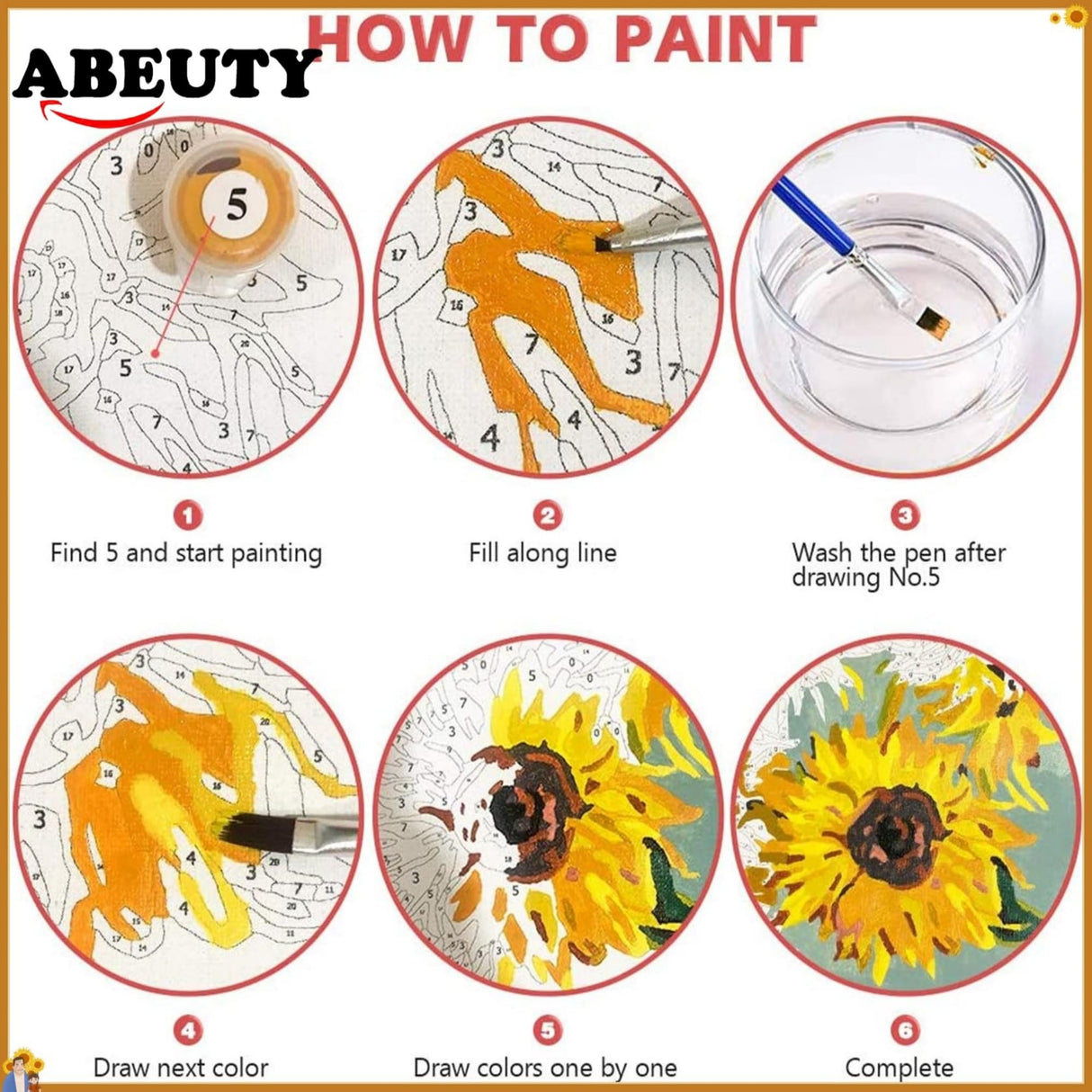 ABEUTY DIY Paint by Numbers for Adults Beginner, Pink Rose 16x20 inches Number Painting Wall Decor Handicrafts (No Frame) ABEUTY