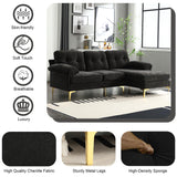 CALABASH 83" L Shaped Sectional Sofa, Chenille 3-Seater Sofa with Reversible Chaise, Modern Soft Cushion Fluffy Armrest Convertible Couch for Living Room Apartment Small Spaces (Black) CALABASH