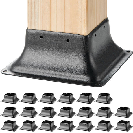 VEVOR 4x4 Post Base 20Pcs, Internal 3.6"x3.6" Heavy Duty Powder-Coated Steel Post Bracket Fit for Standard Wood Post Anchor, Decking Post Base for Deck Porch Handrail Railing Support VEVOR