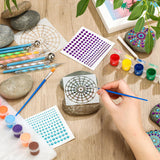 RoundFunny Mandala Rock Painting Kit - 10 Pcs Flat Rocks for Painting 3-4 Inches, Mandala Dotting Tools Kit, Mandala Stencils, Acrylic Paints, Dotting Tools for Painting Rocks for DIY Arts & Crafting RoundFunny