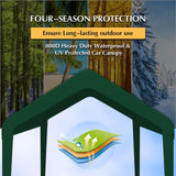 GOTRUTH 10x20 Canopy Replacement Cover, Carport Replacement Canopy Top Cover for 10' x 20' Frame, 800D Heavy Duty Waterproof & UV Protected Car Canopy with Ball Bungees (Frame is not Included) (Green) GOTRUTH