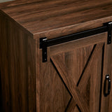 Fireplace TV Stand with Sliding Barn Door for TVs up to 65", Farmhouse 59" Fireplace Entertainment Center with Storage Cabinets/Adjustable Shelves, Dark Walnut AMERLIFE