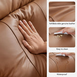 CHITA Power Zero Gravity Recliner Chair, Genuine Leather Recliner Chair for Adults, Adjustable Reclining Sofa Lounge with Hidden Slide-Out Cupholders, USB and Type-C Ports, Saddle CHITA