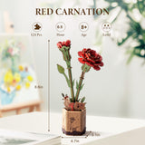 ROBOTIME 3D Puzzles Wooden Artifical Flower Red Carnation DIY Model Building Kit to Build for Adults Bouquet Botanical Collection Craft Brain Teaser Puzzle Creative Gift Home Decor ROBOTIME