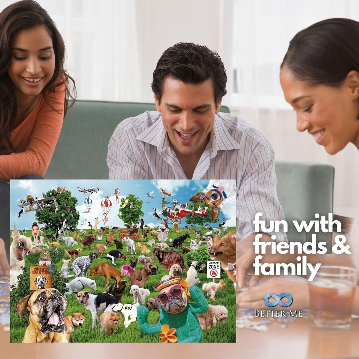 Pooping Puppies Park Party 1000-Piece Puzzle for Adults - Funny Pooping Dogs Jigsaw Puzzle for Dog Lovers & Puppy Owners, Great Prank Gift (1000 Pieces) Better Me