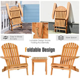 Tangkula 3 Pieces Adirondack Chair Set, Outdoor Wood Furniture Set with 2 Folding Lounge Chairs & Side Table, Widened Armrest, Slatted Design, All Weather Conversation Set for Garden Patio Backyard Tangkula