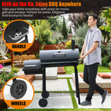 SUNLIFER Charcoal Grill Offset Smoker: Charcoal Barbecue Grills with Spacious Cooking Area | Barrel BBQ Grill and Smokers Combo for Outdoor Patio Backyard Camping and Parties SUNLIFER