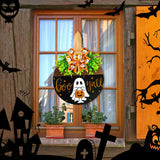 Halloween Wooden Welcome Sign for Front Door Hanging Spooky Ghost Boo Yall Sign with Bow Halloween Wooden Door Hangers Wreath for Farmhouse Home Window Outdoor Wall Party Decoration Supplies Denylo pro