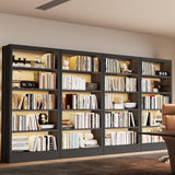 71"H Metal Bookshelf, 5 Tier Bookcase with Adjustable Shelves, Tall Bookcase,Heavy Duty Storage Bookshelves for Library, Office, Bedroom, Living Room, Classroom, Including Book Stopper (Black) Guomao