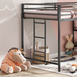 Twin Size Low Loft Bed with Storage Shelves for Kids,Kids Loft Bed Twin Size,Metal Loft Bed Frame for Boys Girls,Junior Low Loft Bed,Black Bellemave