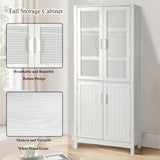 MISHAO 71" Kitchen Pantry Storage Cabinet, Tall Storage Cabinet with Rattan Doors & Adjustable Shelves, Freestanding Cupboard Wood Pantry for Kitchen, Living Room, Dining Room Hallway, White MISHAO