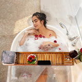 VaeFae Teak Bathtub Tray, Wooden Bath Caddy Tray for Bathtub, Bath Tub Wood Tray Table for Tub VaeFae